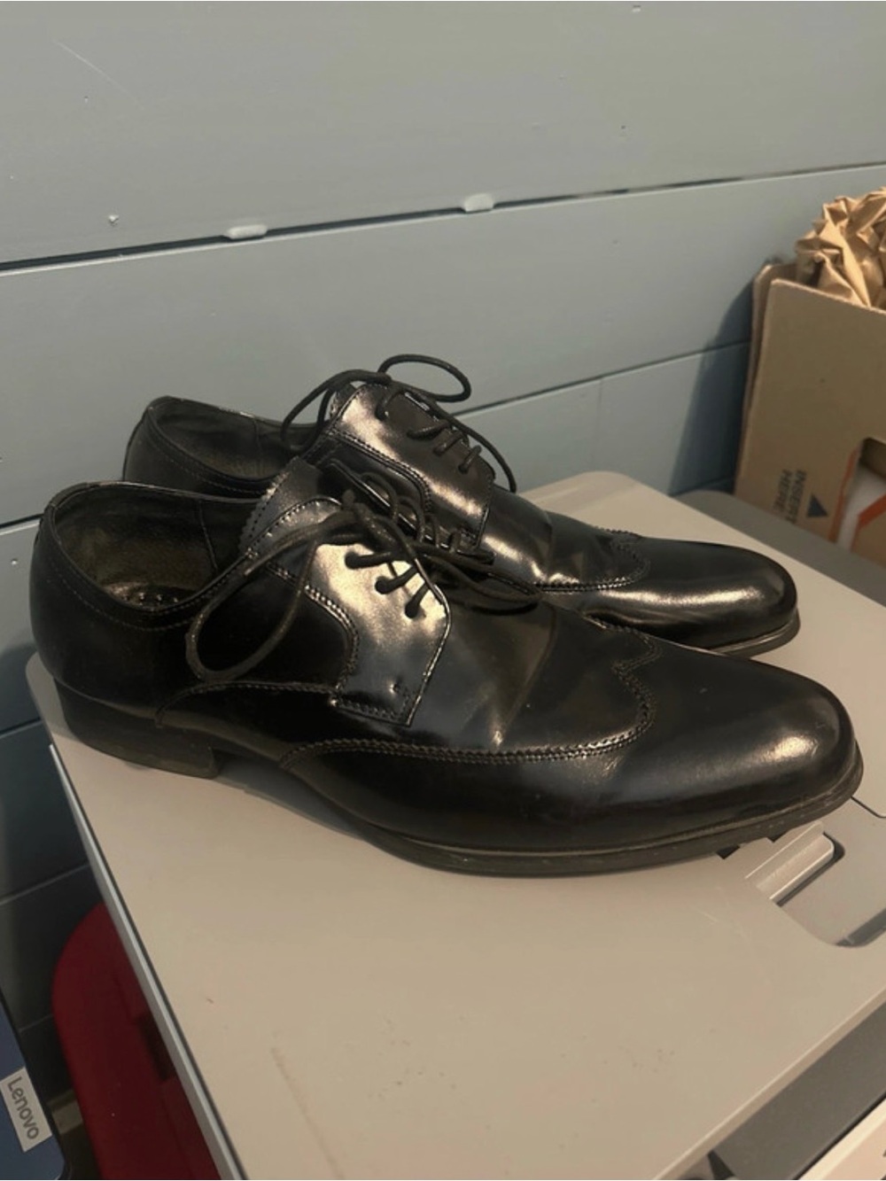 Stacy Adams Black Leather Wingtip Lace-Up Oxfords